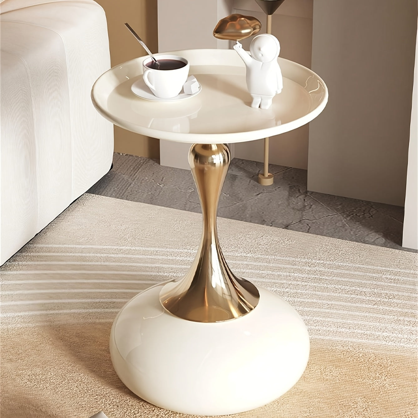 Ningqin Armadietto Bianco-Oro – Design Compatto e Chic