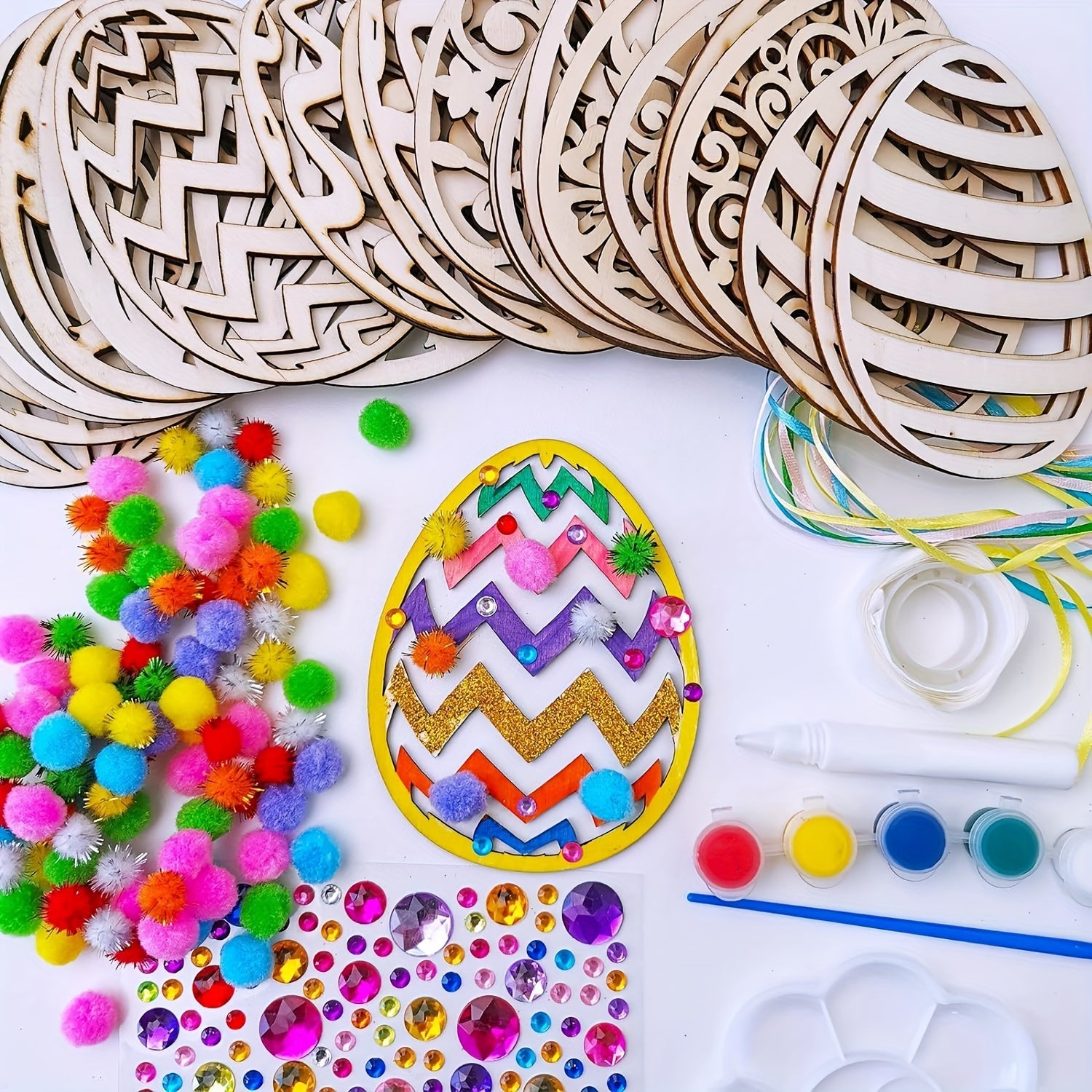 Kit di Fai-da-Te per Uova di Pasqua – Decora le Tue Colorate Uova di Legno per Pasqua