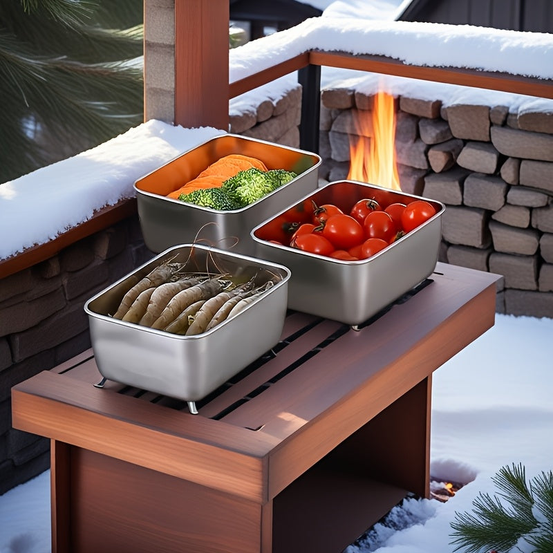 Set di Contenitori per la Conservazione degli Alimenti in Acciaio Inossidabile da 7 Pezzi – Contenitori Impermeabili e Impilabili per Casa o All'aperto