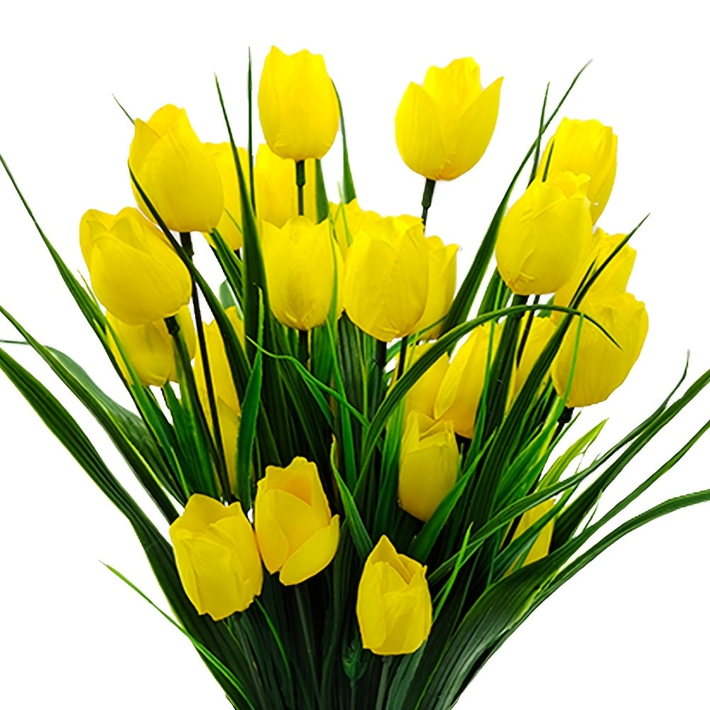 Set di 6 Mazzi di Tulipani Artificiali – Resistenti ai raggi UV e Realistici per Decorazioni da Giardino e Interni