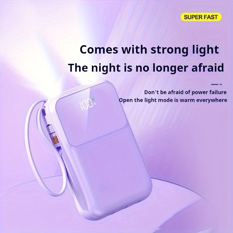 Powerbank Portatile Ultimativa 10000mAh - Ricarica Rapida con Cavi Integrati