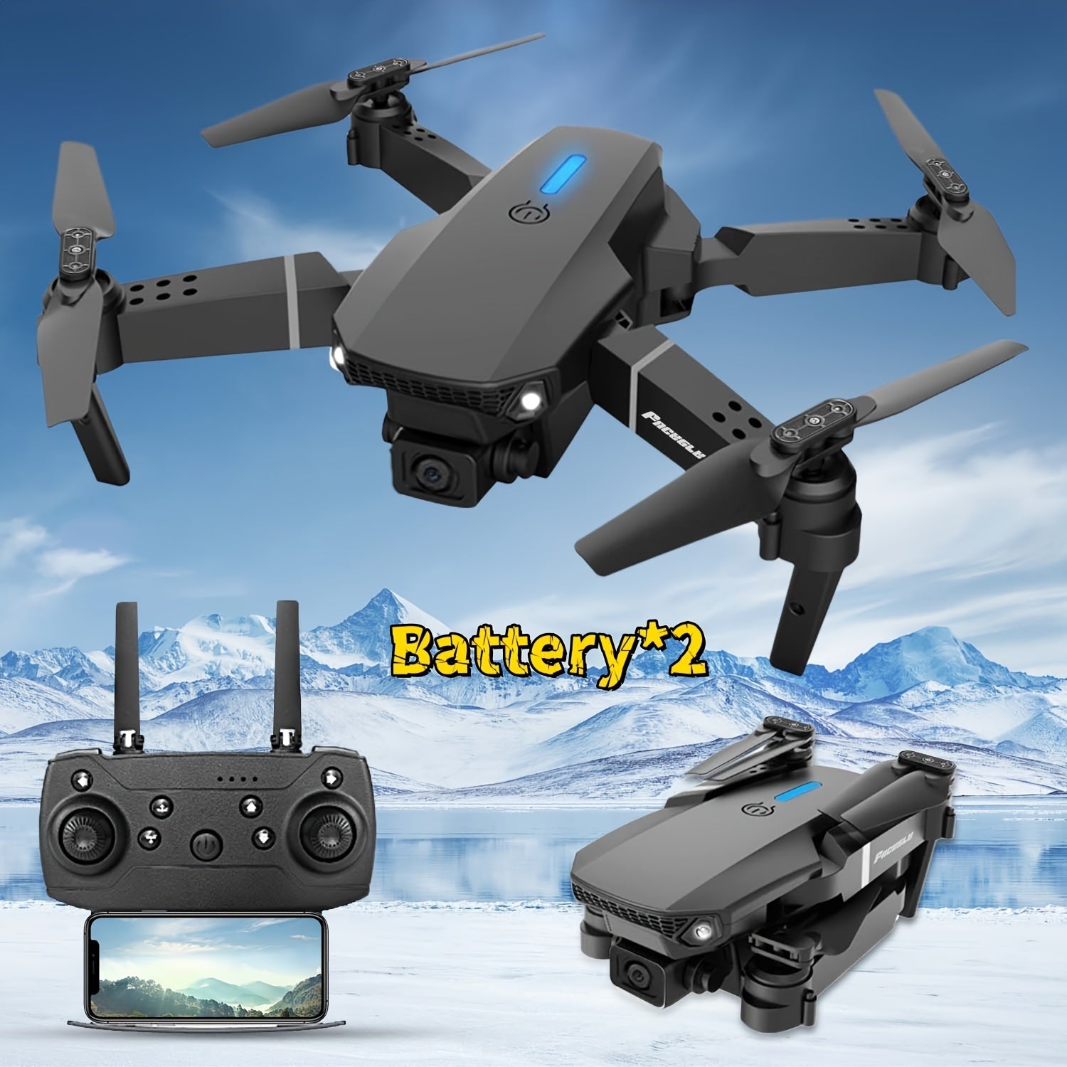 E88 Drone con Doppia Telecamera – Quadcopter Pieghevole con Mantenitore di Altezza