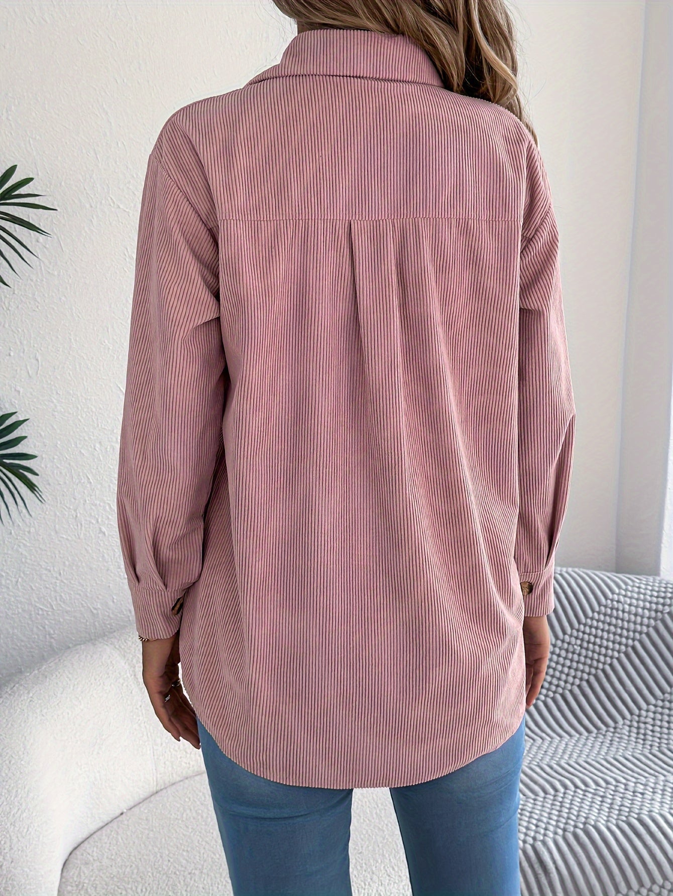 Giacca Casual in Velluto a Coste per Donne – Maniche Lunghe e Collo Classico, Perfetta per l'Autunno e l'Inverno