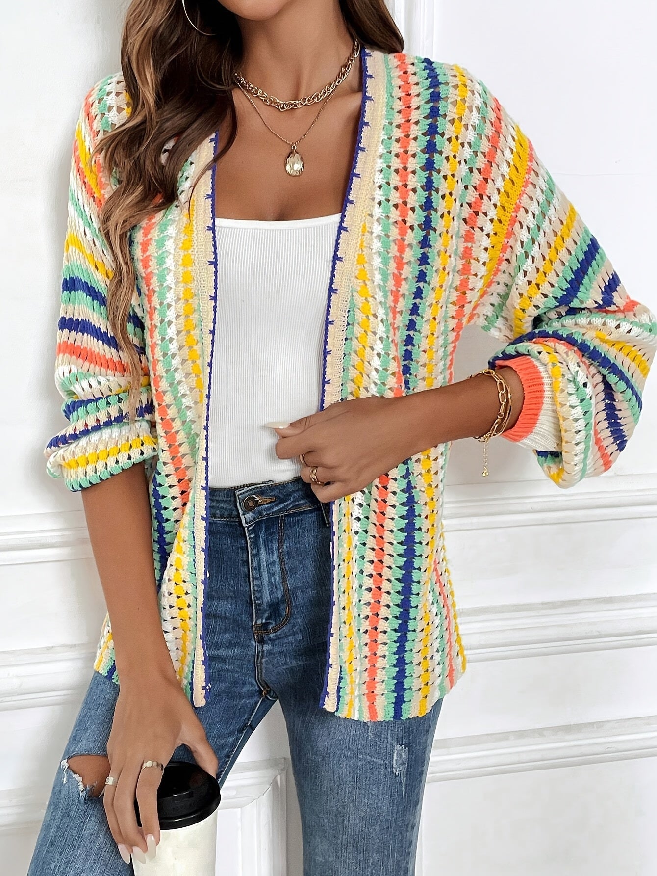 Cardigan a Righe Vibranti – Perfetto per la Moda Primavera e Autunno