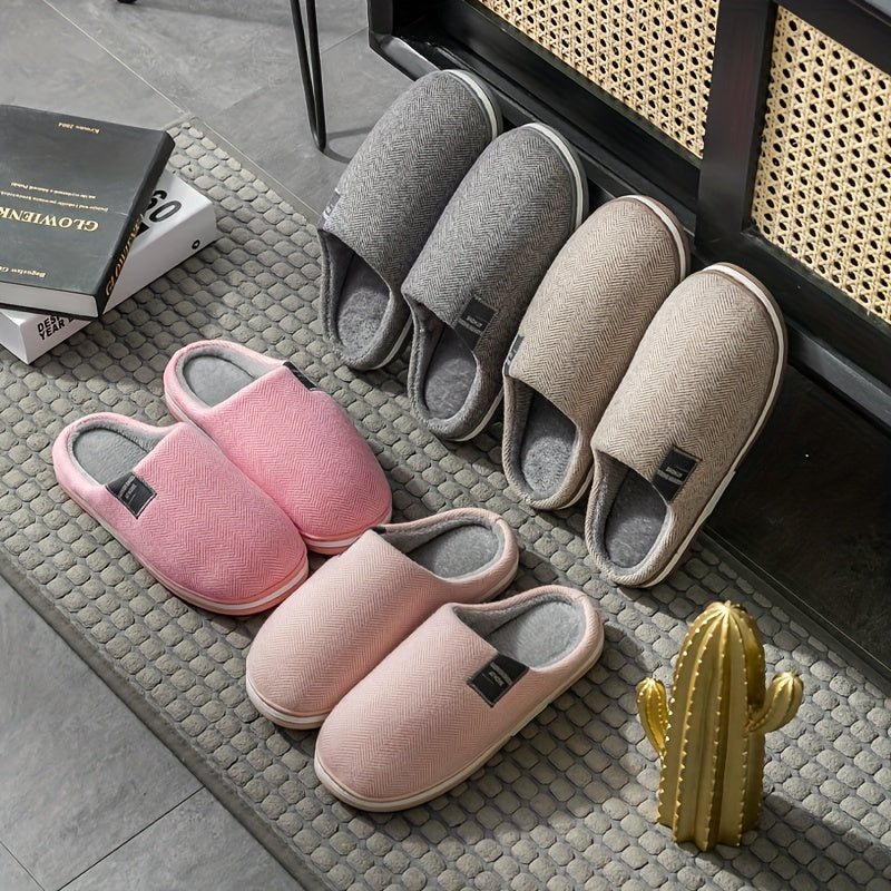 Pantofole Calde da Uomo con Struttura a Spina di Pesce – Comfort e Grip per Casa in Autunno e Inverno