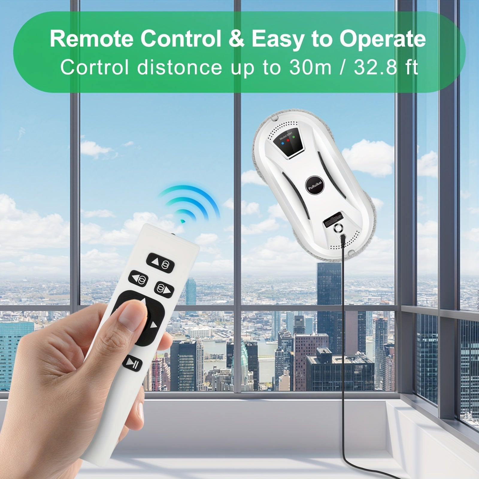 Pulitore di Finestra Completamente Automatico – Spazzola per Vetro Intelligente con Telecomando per una Pulizia Efficiente