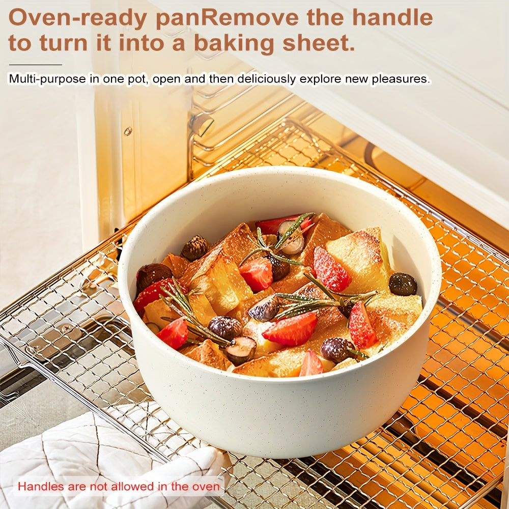 Set di Pentole in Ceramica da 17 Pezzi – Inclusi Manici Rimovibili e Pentola Frittrice Profonda