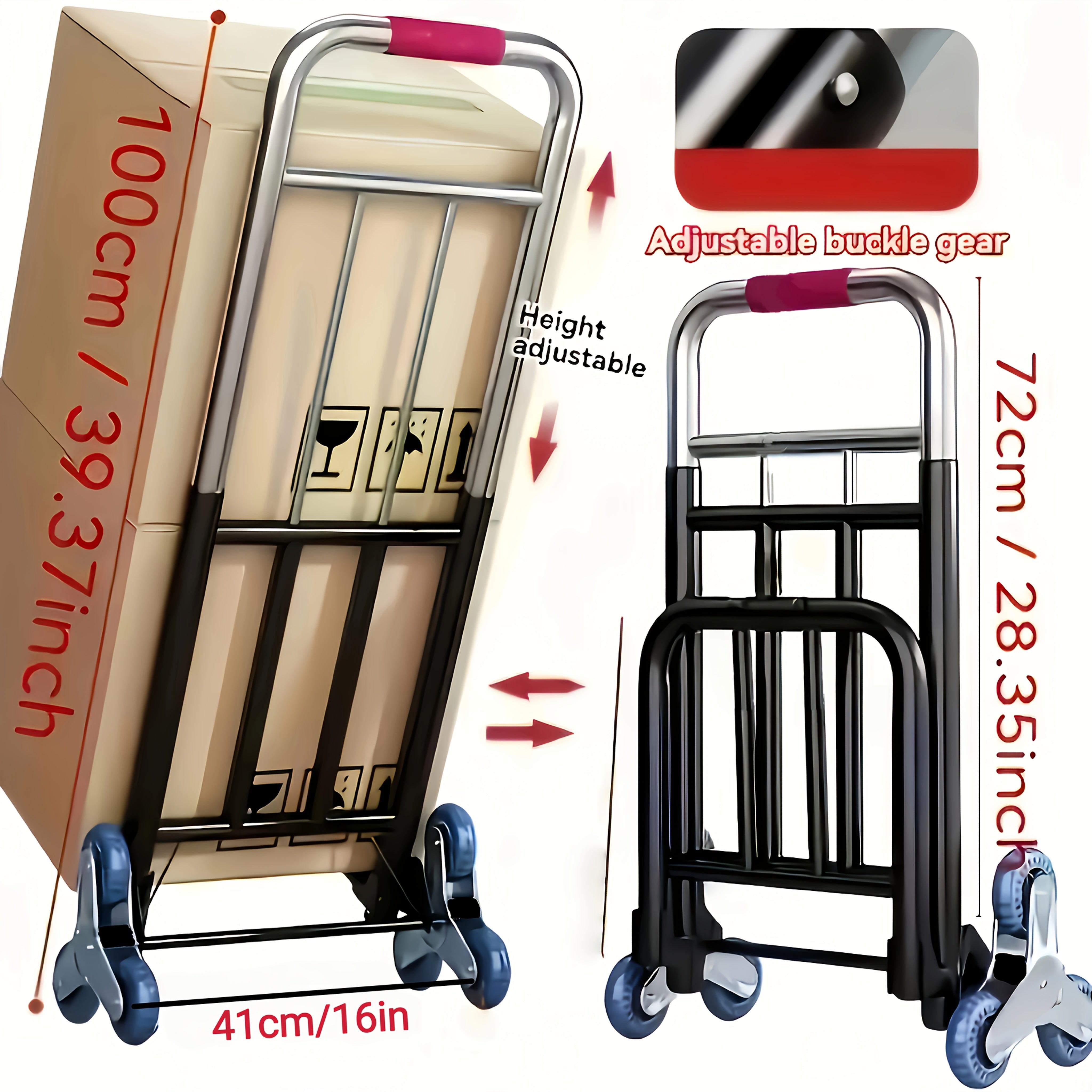 Carrello a Tre Ruote per Scale – Dolly Pieghevole Portatile per Carichi Pesanti