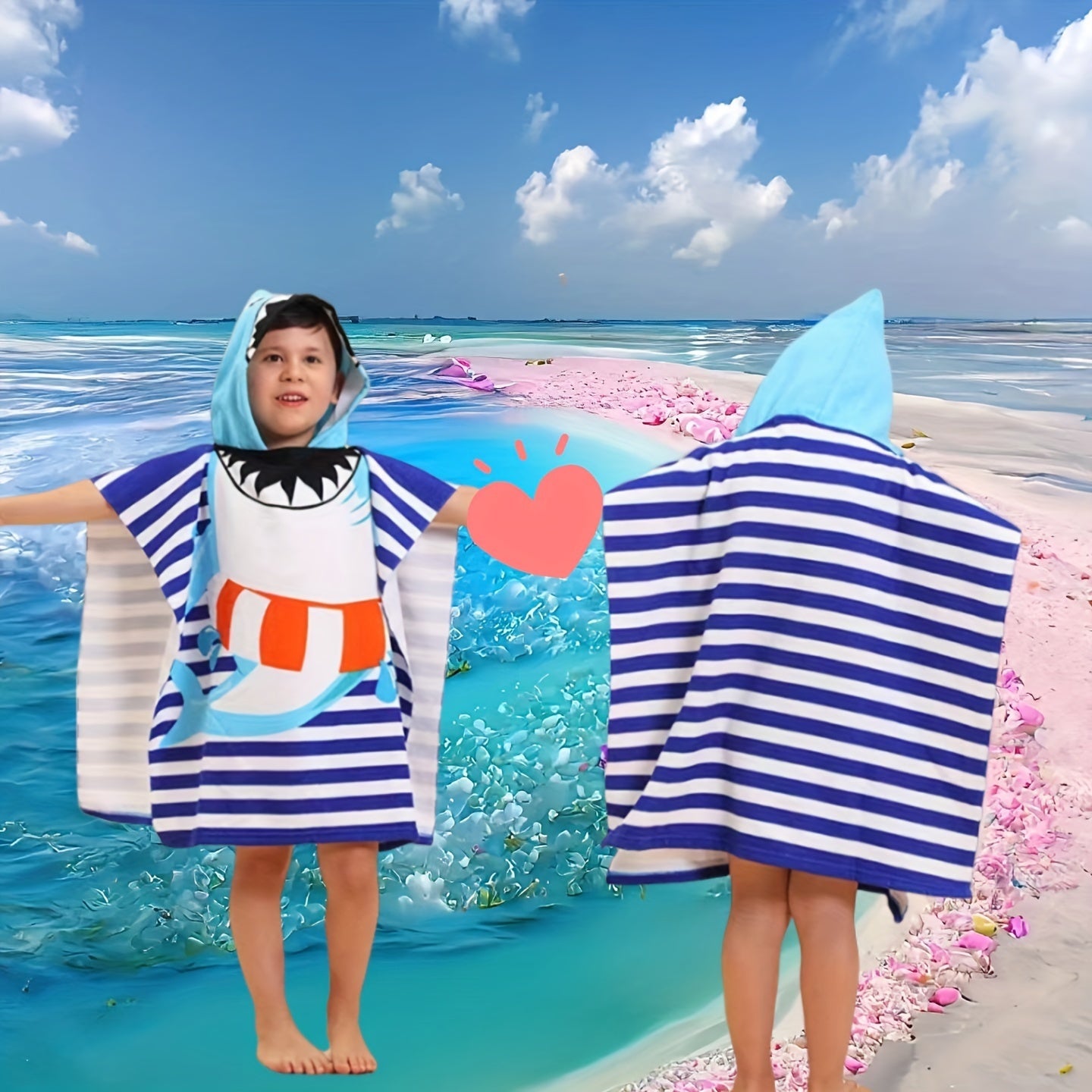 Asciugamano da Spiaggia per Bambini con Dinosauri e Pirati – Morbida Accappatoio con Cappuccio