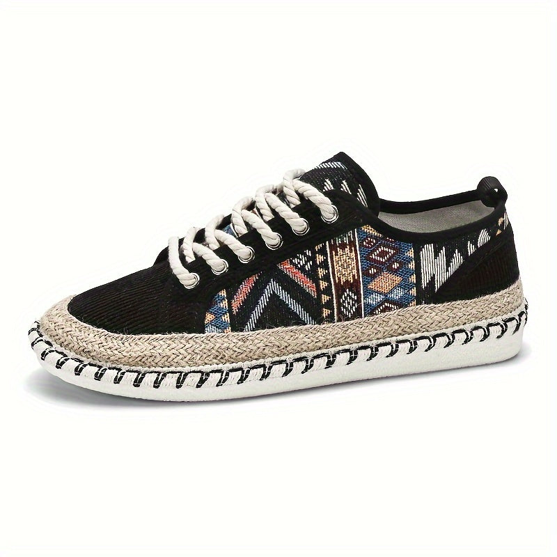 Sneakers Espadrille Boho per Uomini – Canvas Traspirante con Design Ricamato Colorato