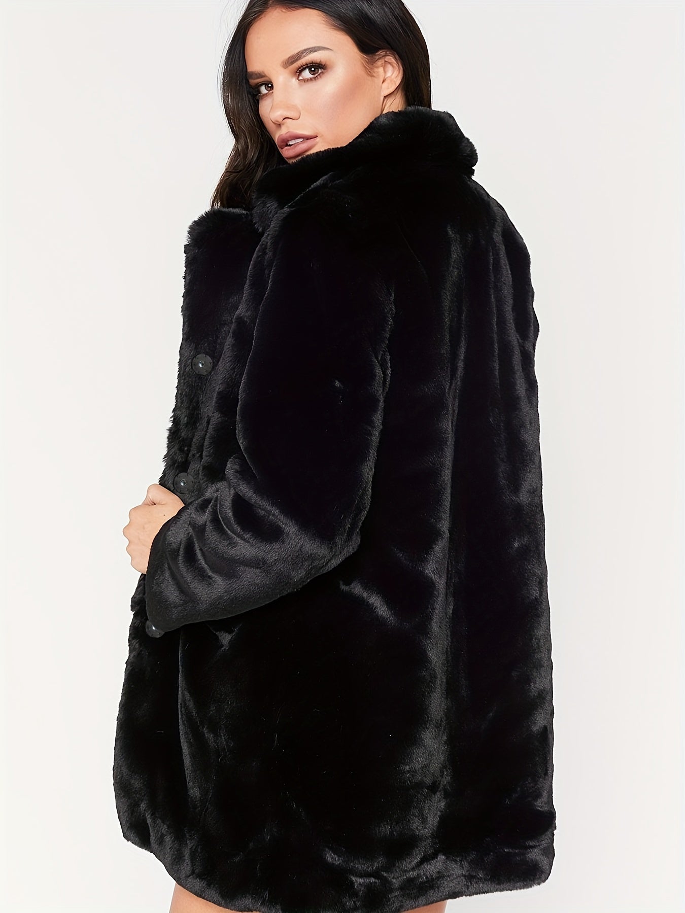 Elegante Giacca Invernale Midi in Pelliccia Sintetica per Donne - Stilosa e Calda per i Mesi Freddi