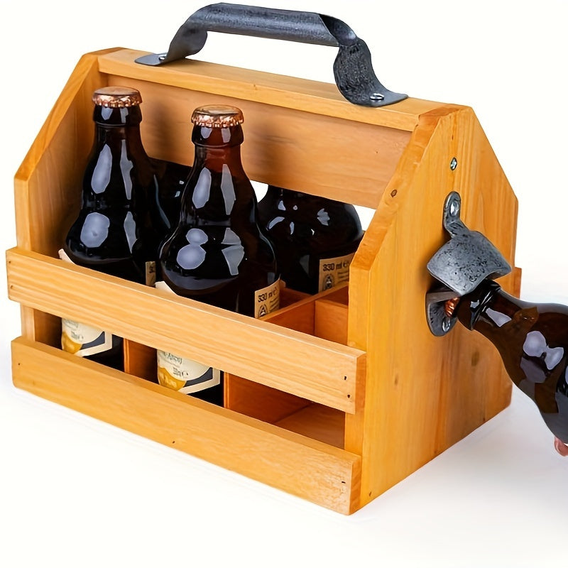 Caddy in Legno per Bottiglie con Apribottiglie - Perfetto Regalo per la Festa del Papà o Regalo Aziendale