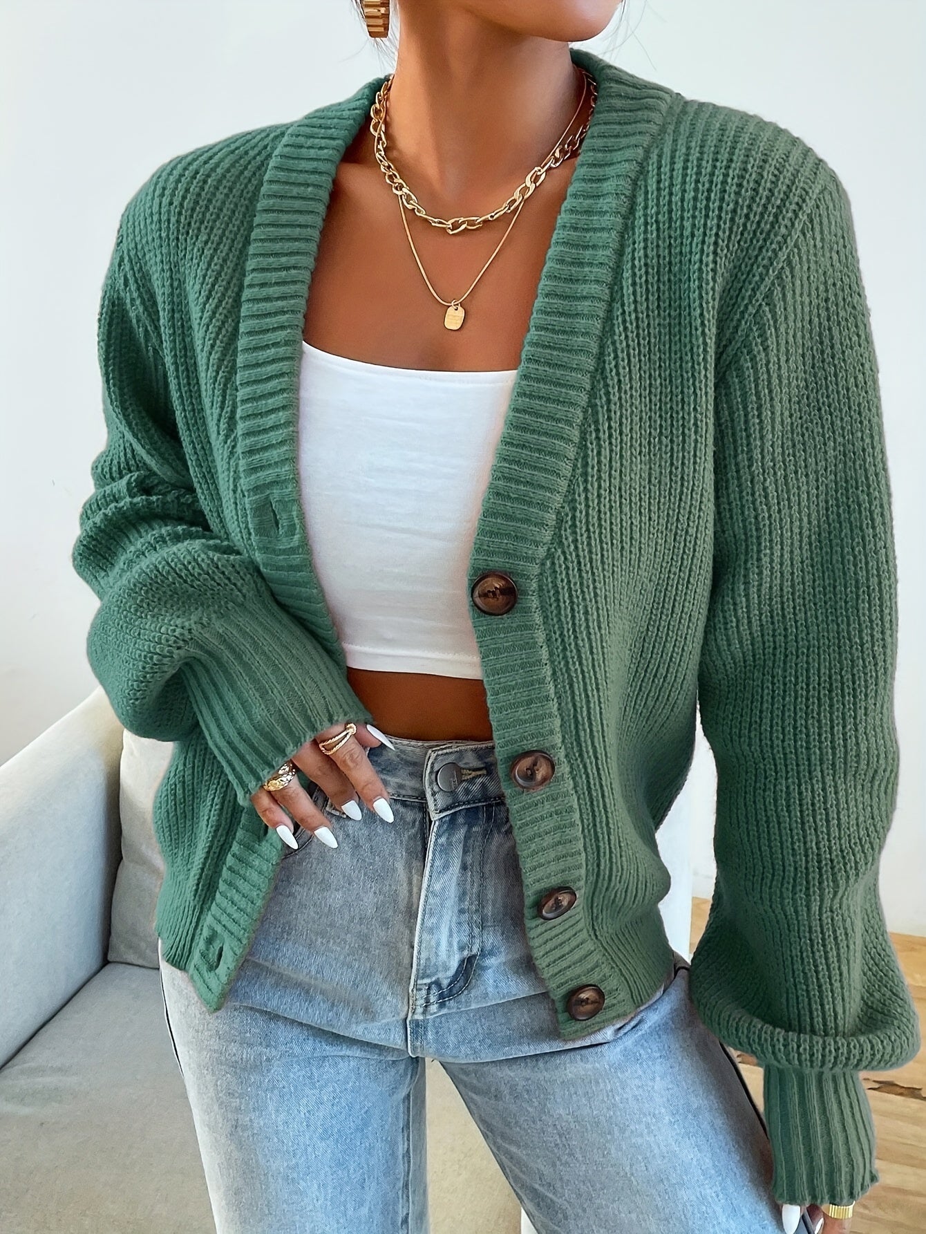 Cardigan Autonomo Effen In Maglia – Elegante e Caldo per Primavera e Autunno