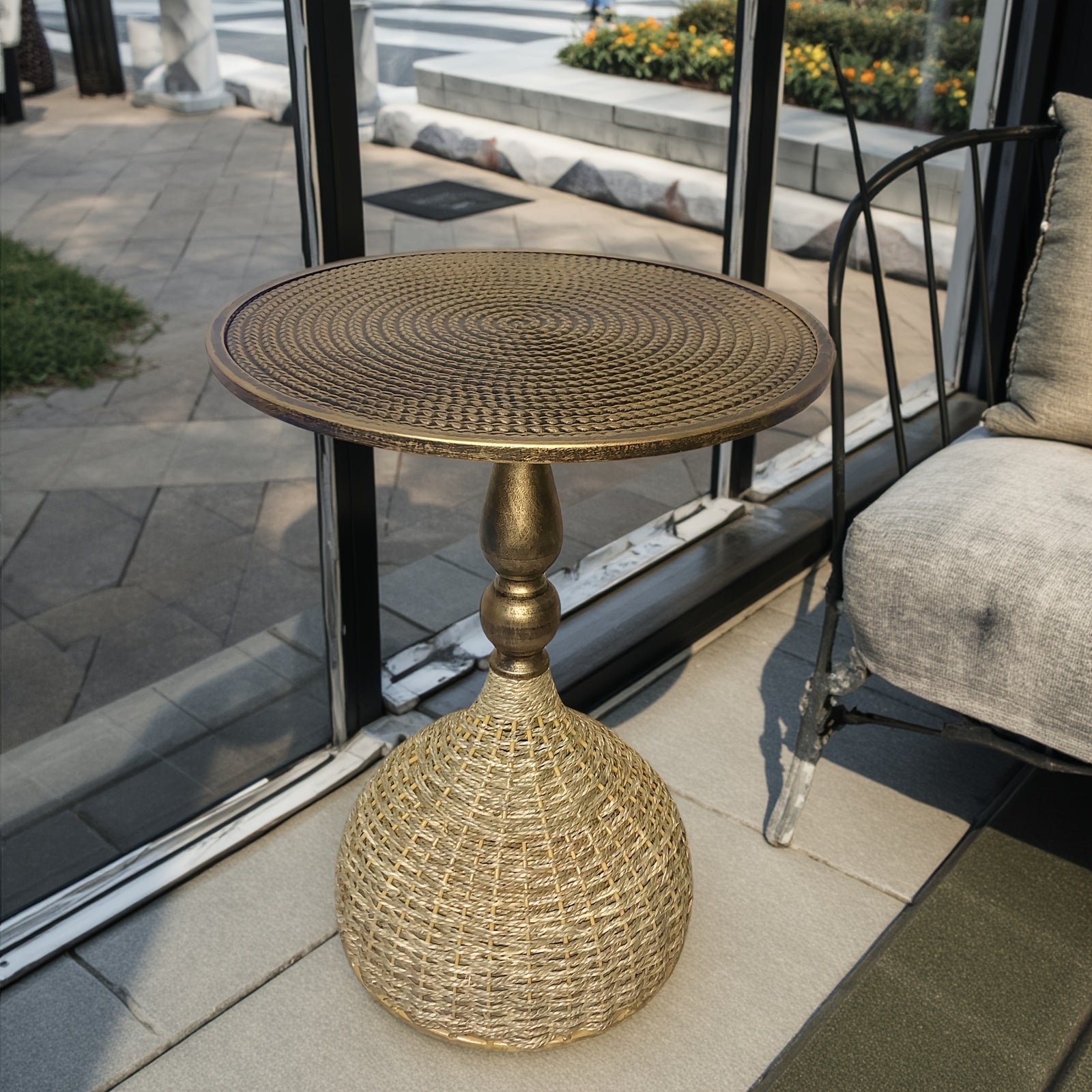 Tavolino da caffè in erba d'acqua fatto a mano – Aspetto bronzo antico