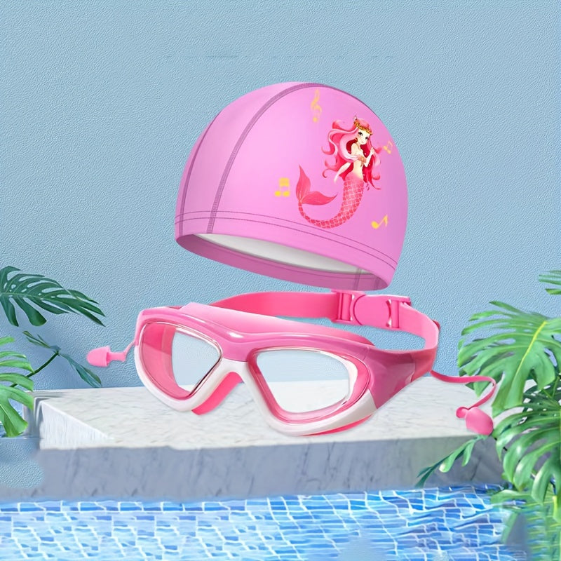 Set di Occhialini da Nuoto e Cuffia per Bambini – Comfort e Protezione Giocosa in Acqua
