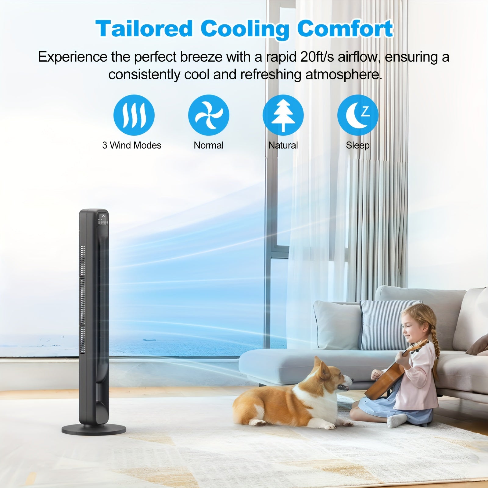 Ventilatore a Torre Senza Pale – Elegante e Regolabile