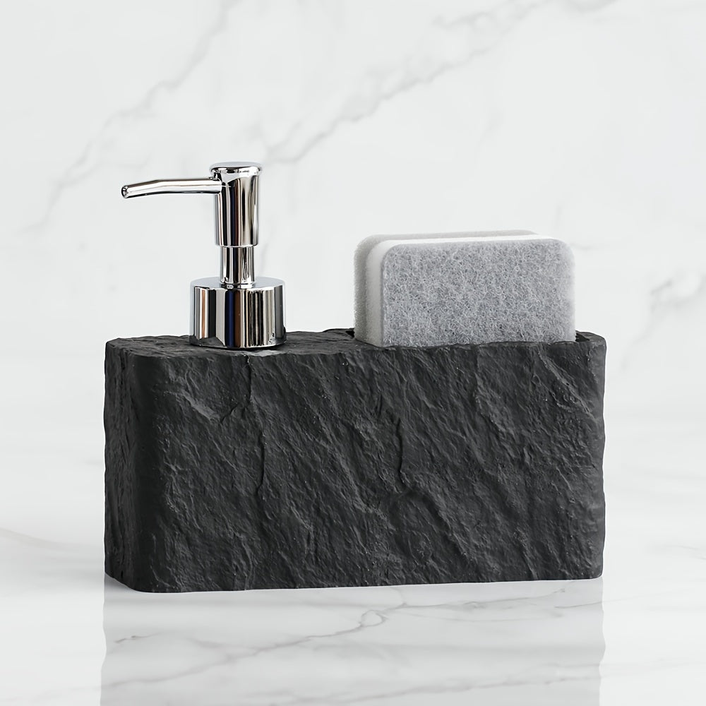 Dispenser per Sapone in Stile Pietra con Portasponda – Elegante e Pratico per Cucina o Bagno