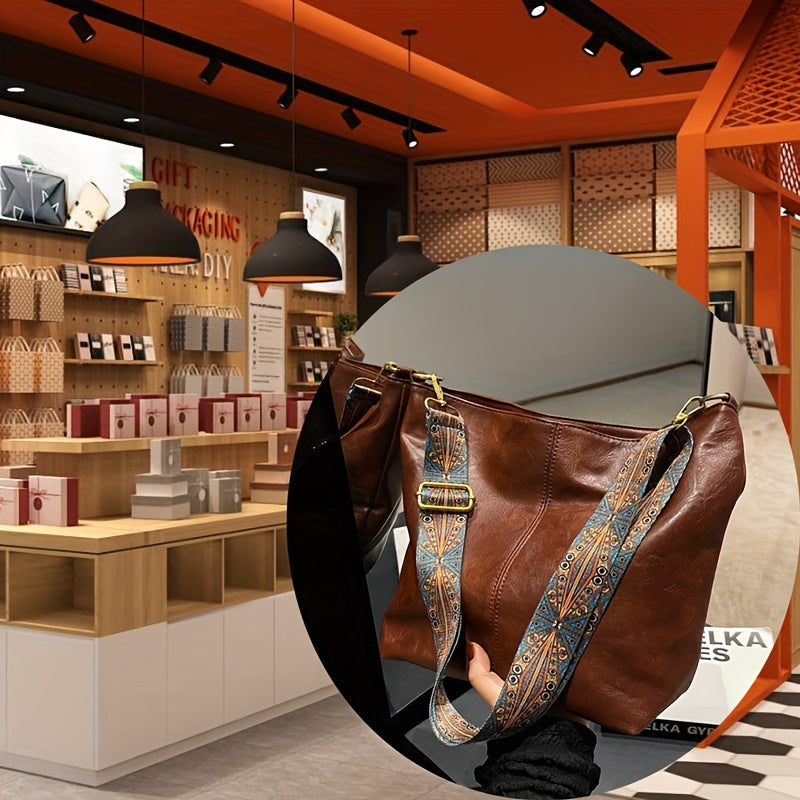 Borsa Geometrica Larga – Crossbody ad Alta Capacità con Vibe Retro