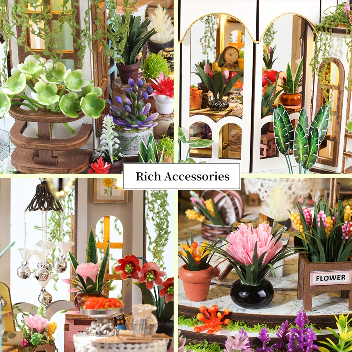 Miniatura Casa dei Fiori – Puzzle in Legno 3D con Illuminazione LED e Giardino Dettagliato