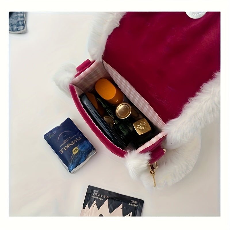 Borsa Crossbody Stitch Carina – Con Pelliccia e Design Ricamato per Uso Quotidiano