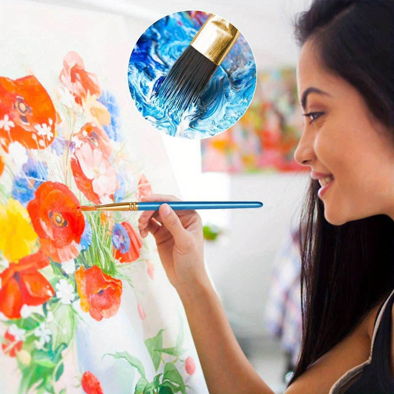 Set di Vernice Acrilica – 28 Pezzi, Inclusi 18 Colori di Vernice Acrilica e 10 Pennelli