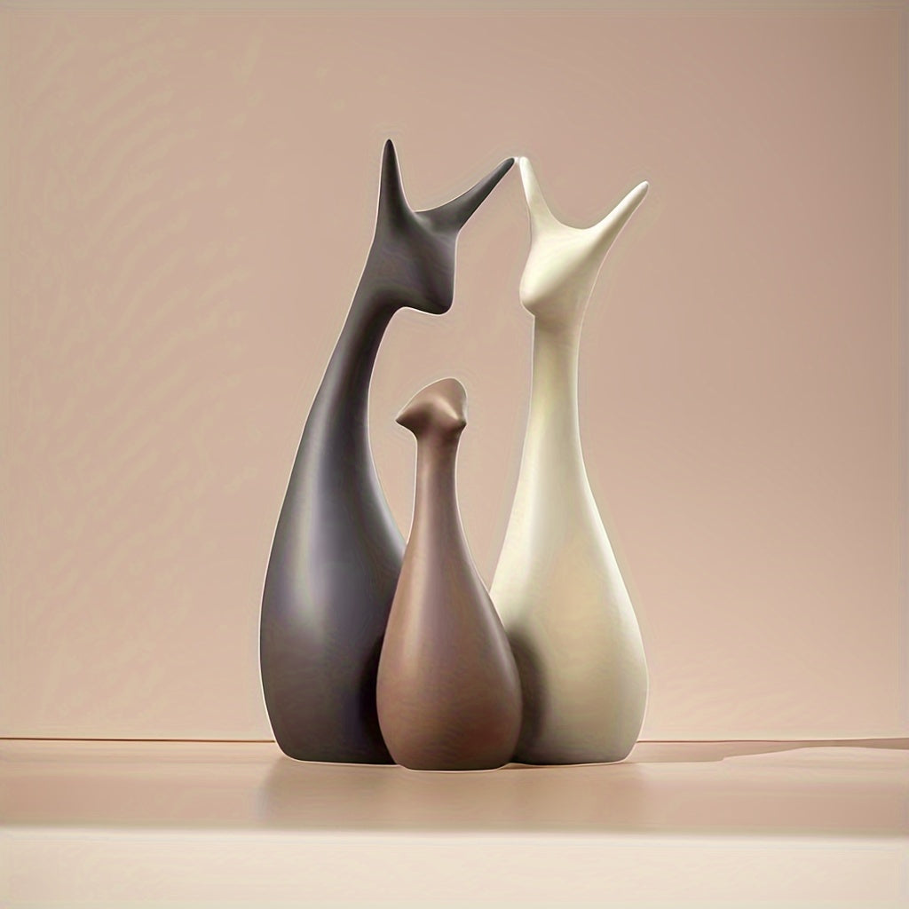 Set di Statue di Ceramica a Forma di Cervo – Decorazione di Lusso per Soggiorno e Ufficio