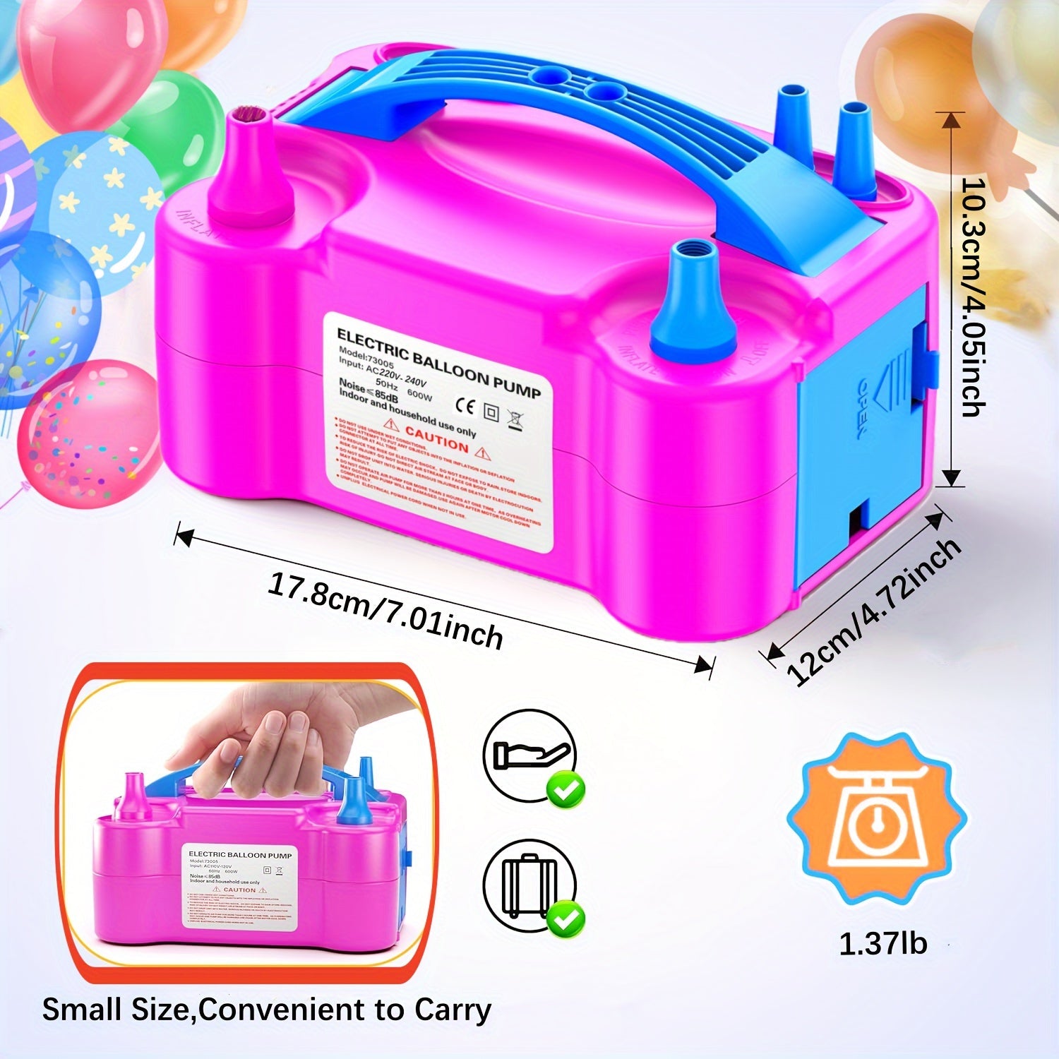 Pompa Elettrica per Palloni a Doppio Ugello – Gonfiaggio Veloce e Facile dei Palloni
