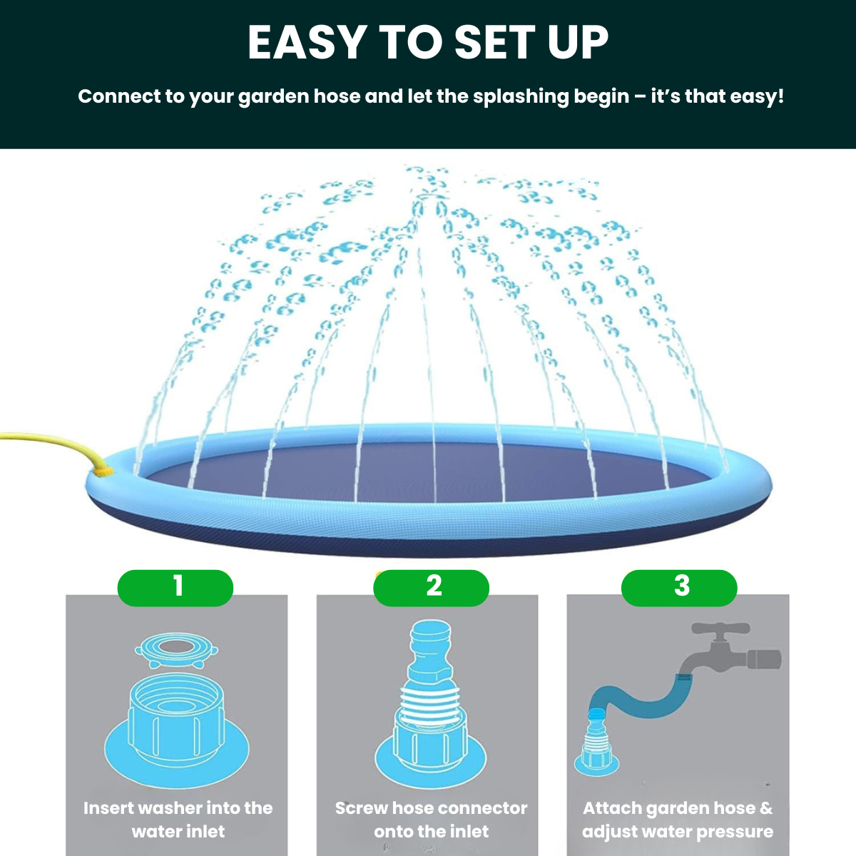 Pavimento Splash per Cani – Tappeto da Gioco Rinfrescante con Fontana