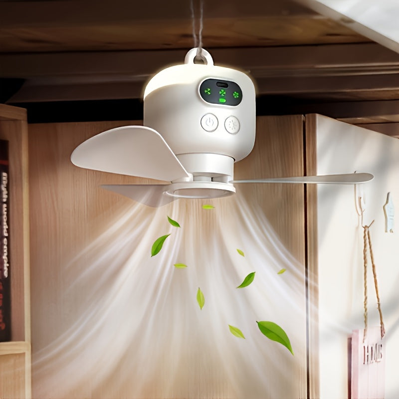 Ventilatore da Campeggio Portatile con Illuminazione – Ricaricabile e Con Telecomando per Esterni