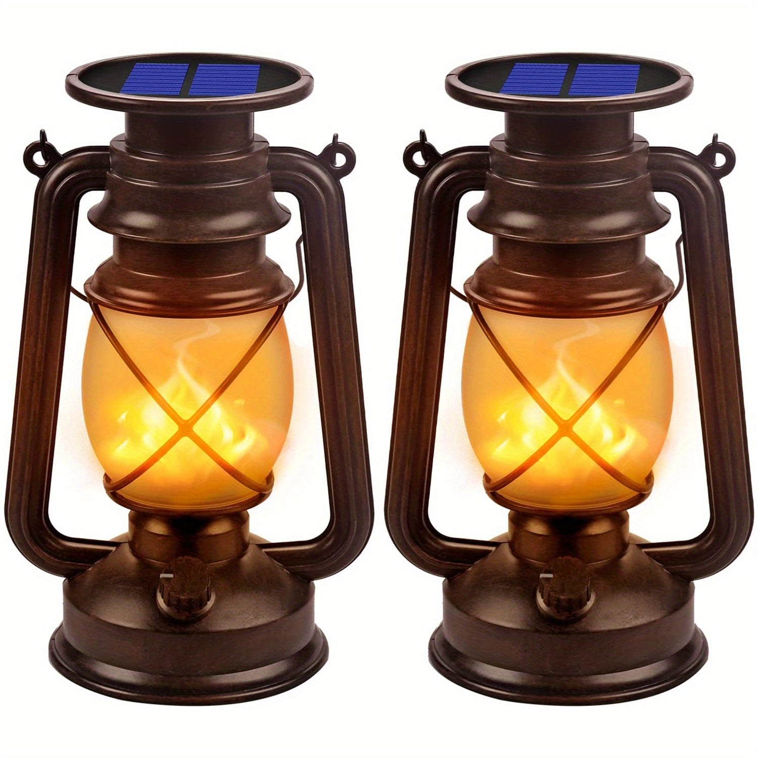 Set di 2 Lanterna Solari – Vintage Fiamma Danzerina Luci LED per Giardino e Patio