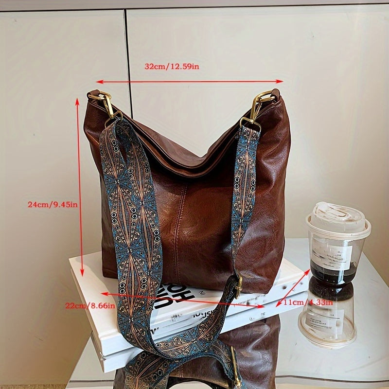 Borsa Geometrica Larga – Crossbody ad Alta Capacità con Vibe Retro