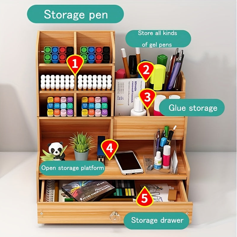 Scaffale da Scrivania in Bambù con Cassetto – Organizza il Tuo Posto di Lavoro in Modo Efficiente e Stile