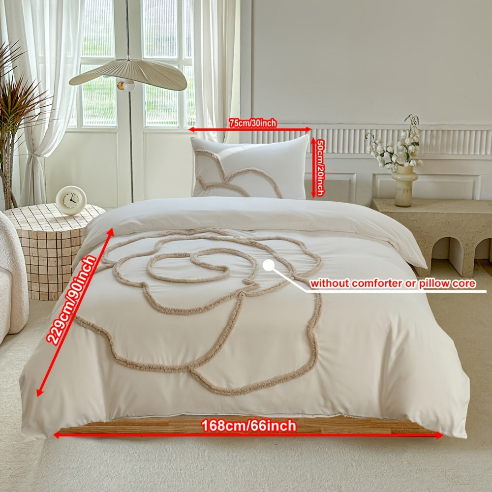 Set di Biancheria da Letto Trapuntata – Copriletto e Federe con Design a Grande Fiore