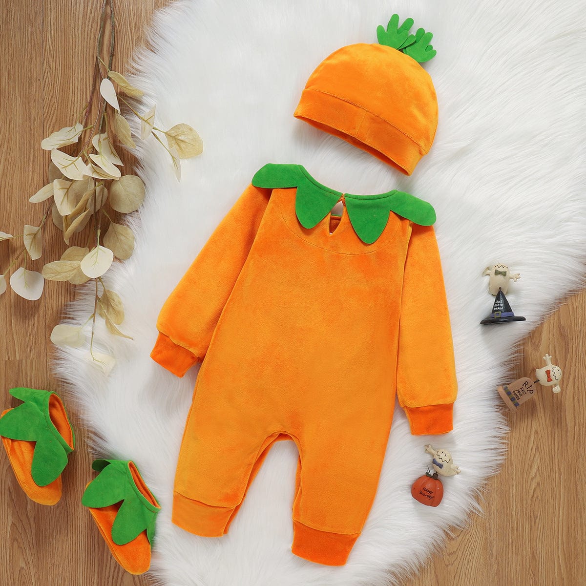 Costume di Halloween a forma di Zucca - Carinissimo Jumpsuit con Cappello e Pantofole