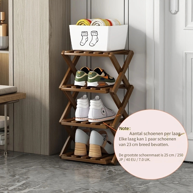 Scarpiera Funzionale in Bambù – Compatta e Flessibile per Piccole Stanze