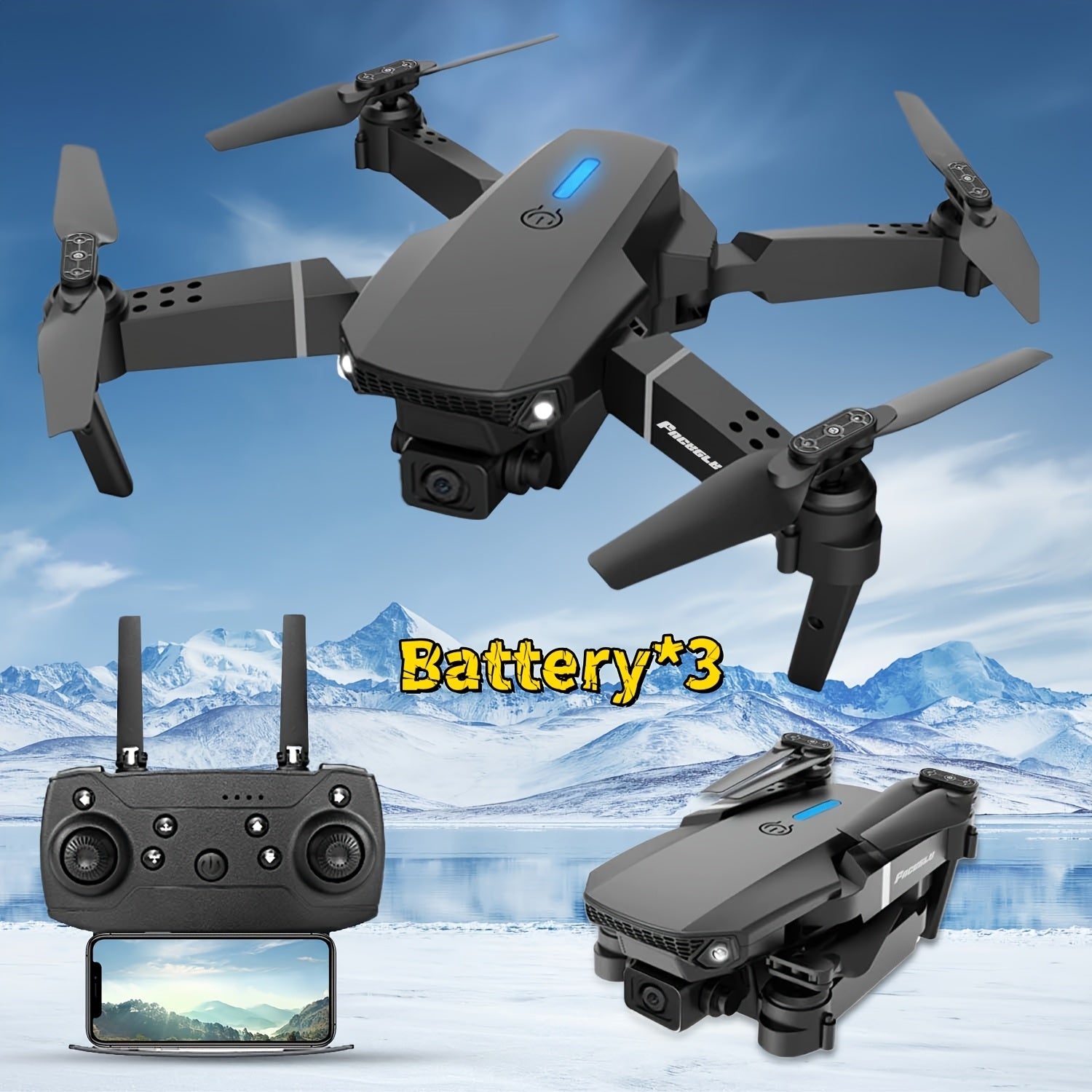 E88 Drone con Doppia Telecamera – Quadcopter Pieghevole con Mantenitore di Altezza