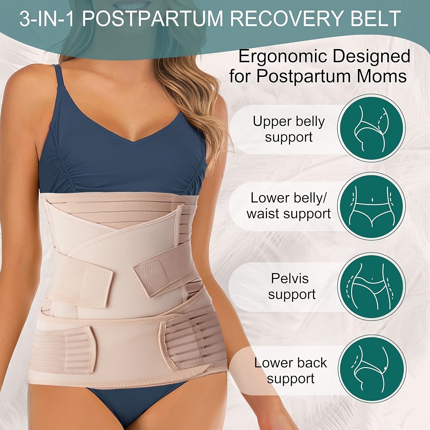 Fascia Postpartum 3-in-1 – Supporto Confortevole e Regolabile per il Recupero dopo il Parto