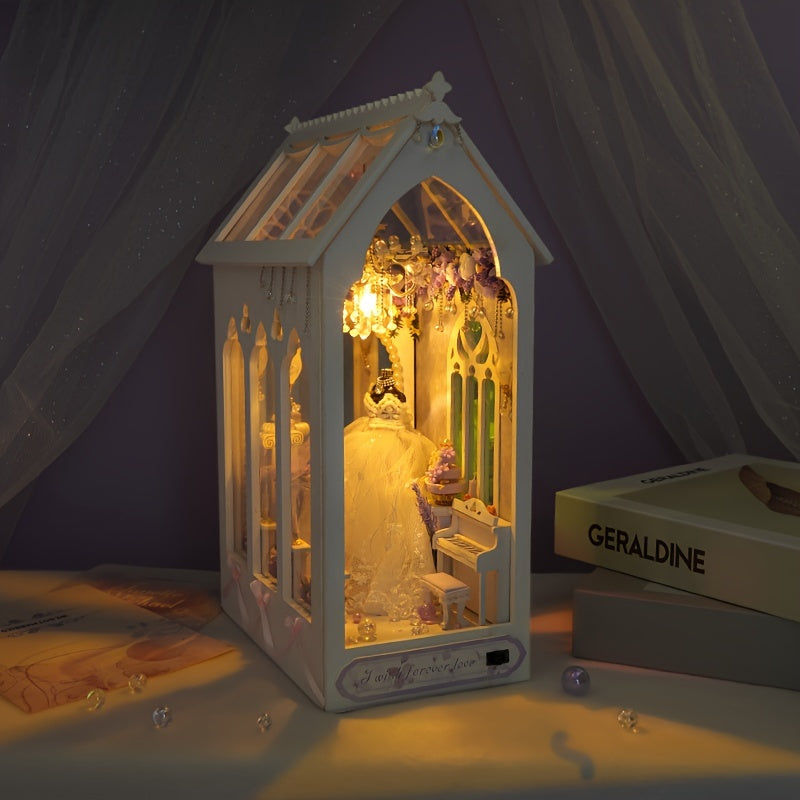 Abito da Sposa DIY per Casa delle Bambole – Set di Costruzione 3D con Illuminazione e Mobili Decorativi