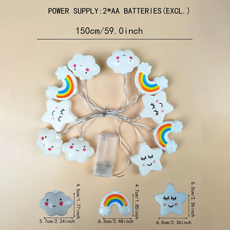 Luci a Stringa LED Magiche – Design di Stelle, Nuvole e Arcobaleni per un'Atmosfera Gioiosa