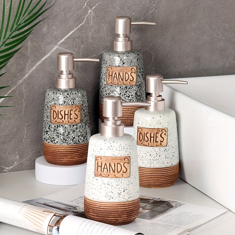 Dispenser di Sapone Ceramico Vintage – 420ml per Cucina o Bagno