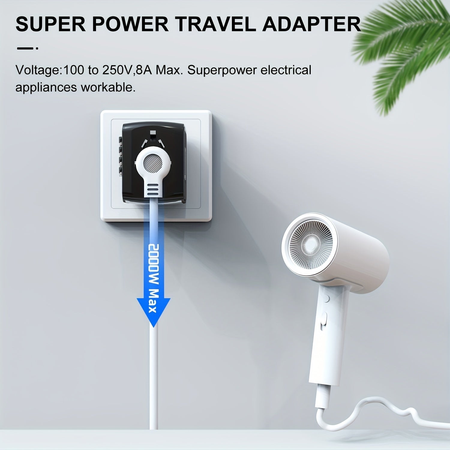 Adattatore da viaggio con 4 porte USB e Type-C – Caricabatterie Globale con Ricarica Rapida e Sicurezza