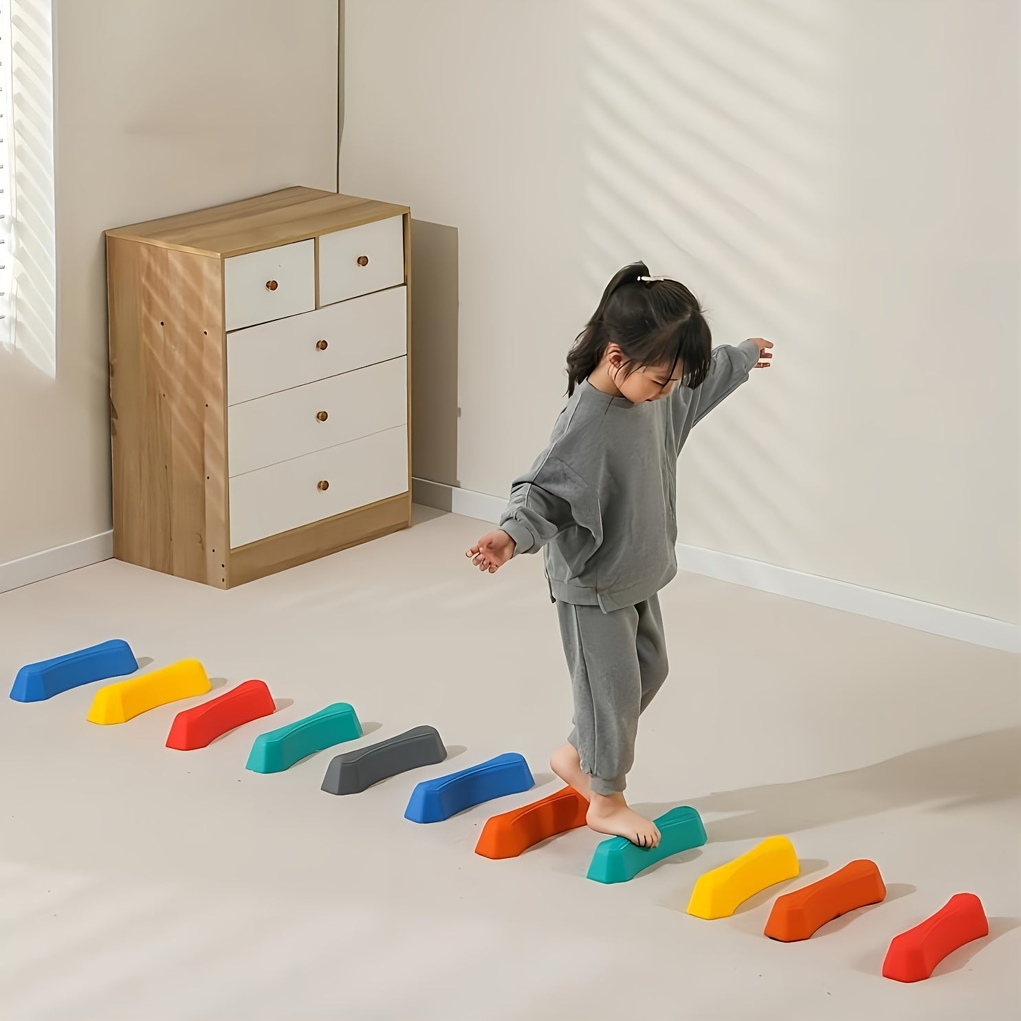 Set di Blocchi di Equilibrio Educativi per Bambini – Pietre Colorate per Interni ed Esterni