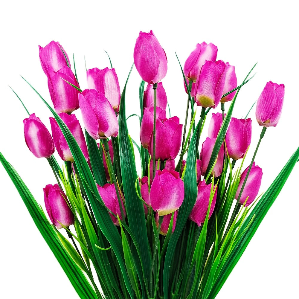 Set di 6 Mazzi di Tulipani Artificiali – Resistenti ai raggi UV e Realistici per Decorazioni da Giardino e Interni