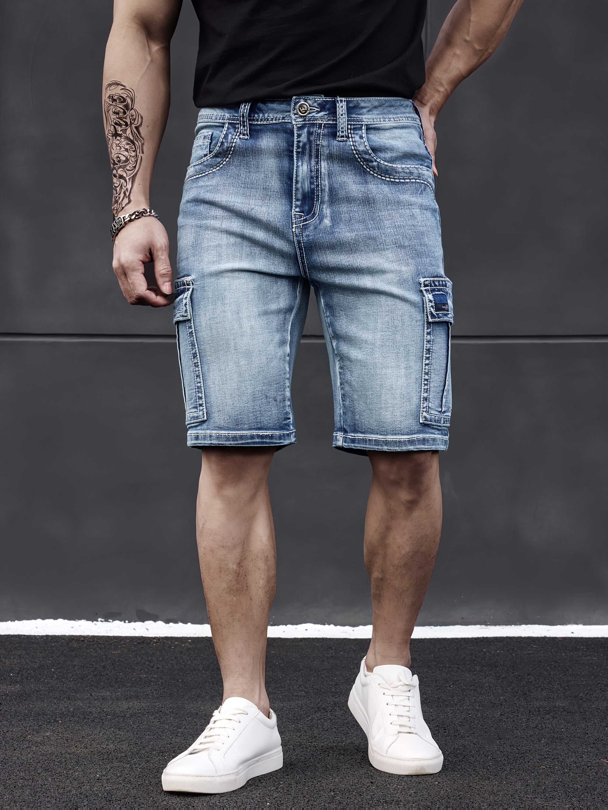 Pantaloni Corti in Denim Multi-Pocket da Uomo - Pratici e Confortevoli