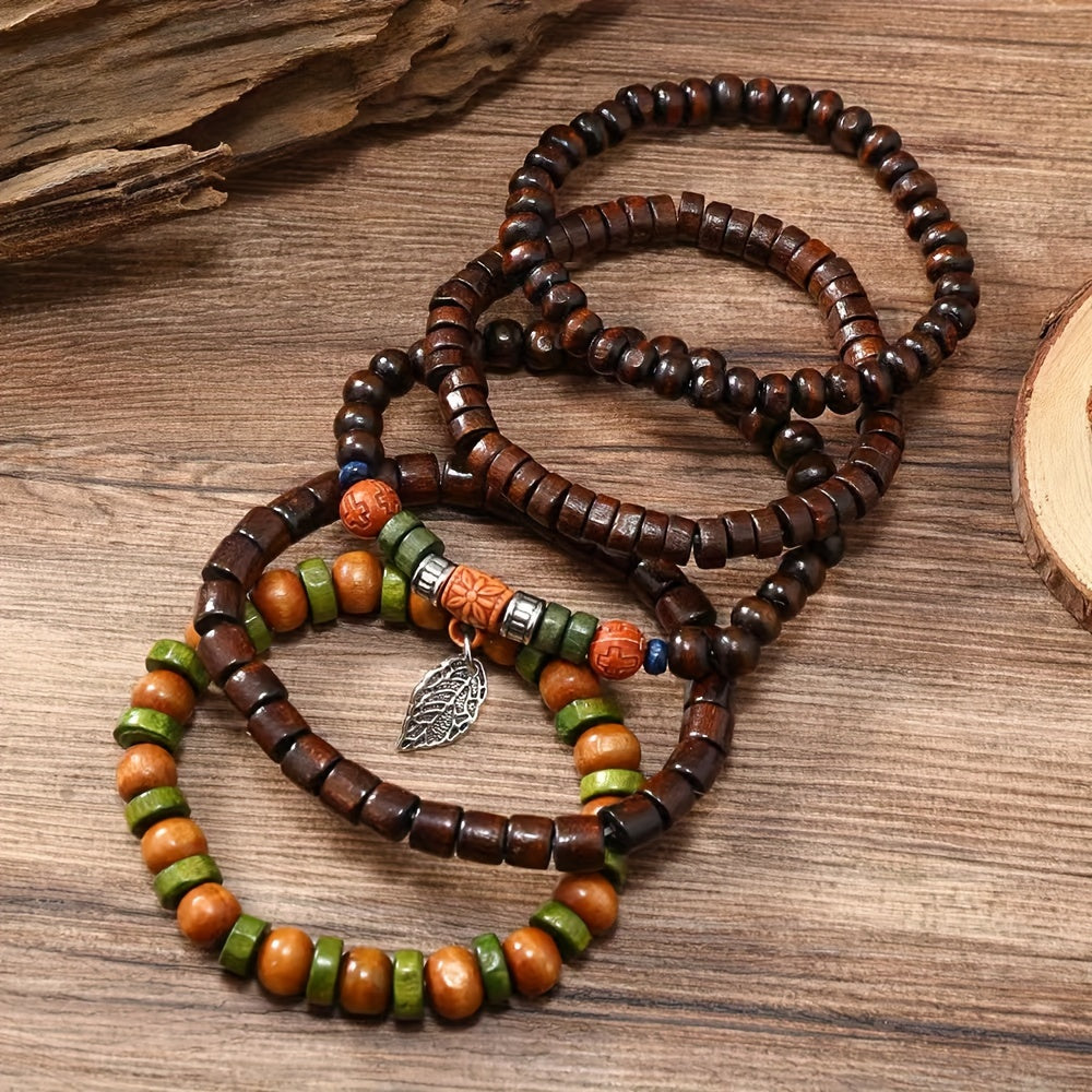 Set di Braccialetti in Legno Naturale - Per l'Uomo Forte