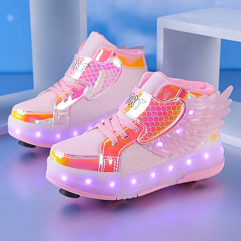 Scarpe da Pattinaggio Luminescenti con Ali – Ricaricabili via USB per Ragazze e Adolescenti