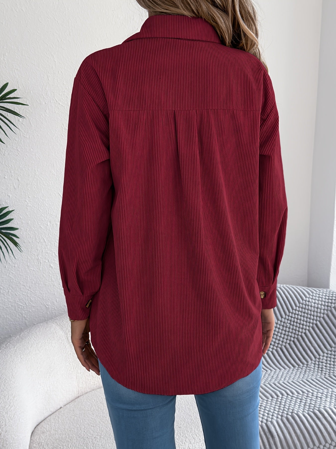 Giacca Casual in Velluto a Coste per Donne – Maniche Lunghe e Collo Classico, Perfetta per l'Autunno e l'Inverno