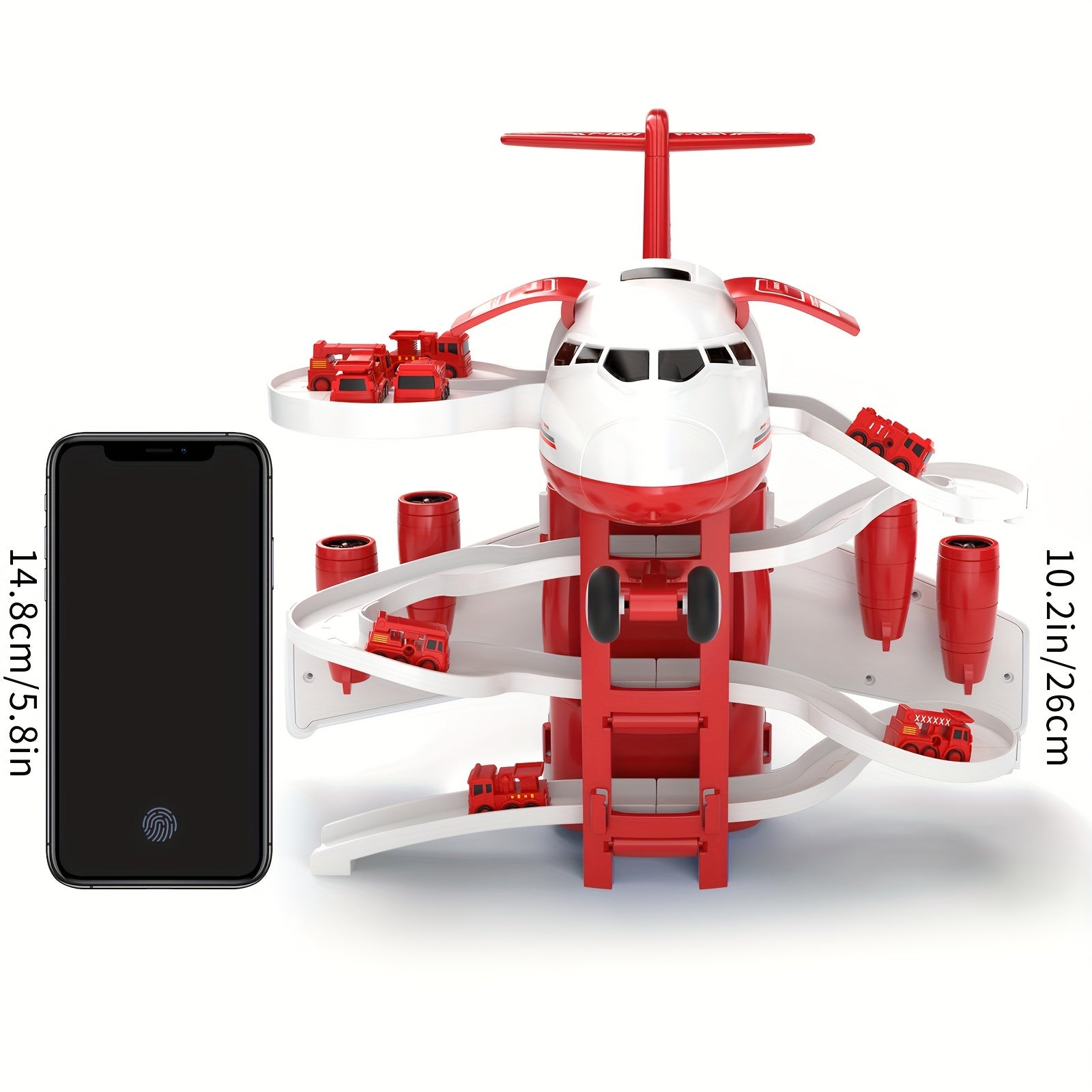 AdventurePlay Aereo & Camion dei Pompieri Set di Gioco - Pista da Corsa e Garage per Bambini