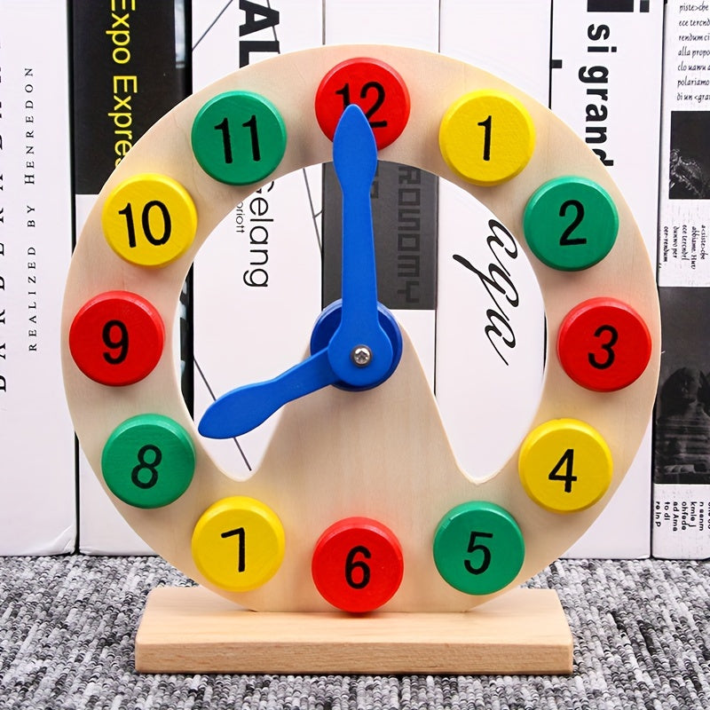 Orologio di Legno per Bambini – Giocattolo Educativo per Imparare i Numeri e il Tempo