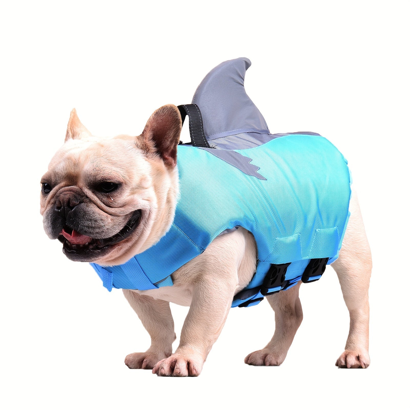 Costume da Nuoto Riflettente per Cani a Forma di Squalo – Giubbotto di Sicurezza per Animali Domestici con Maniglia e Cinghie Regolabili